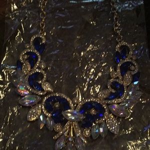 Blue teardrops and Rhinestone necklace
